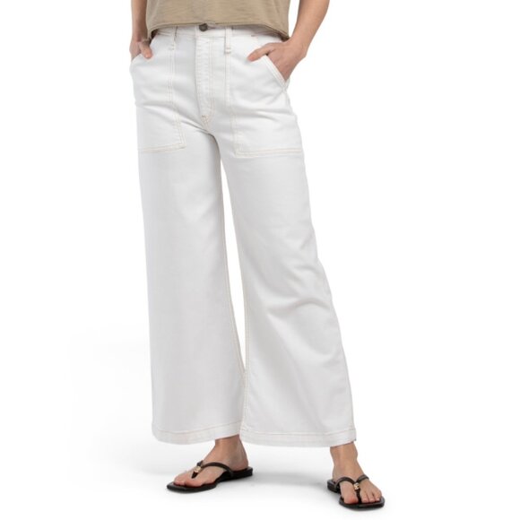 HUDSON White Jodie Wide Leg Cropped Jeans